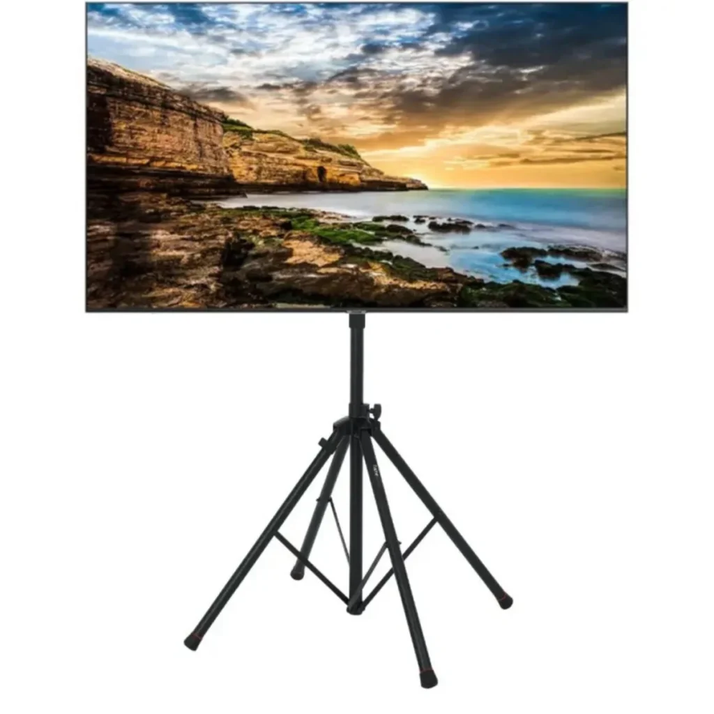 Samsung 65-inch Q70D 4K TV and Stand Package with the TV on its tripod stand
