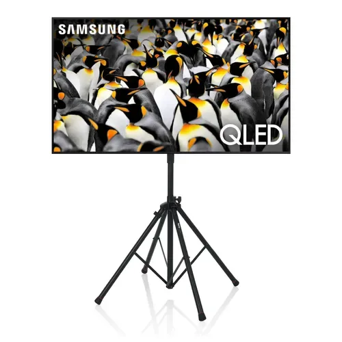 Samsung 55-inch Q60D 4K TV and Stand Package with the TV on its tripod stand