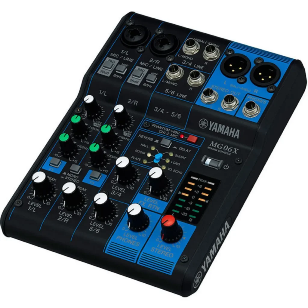 Yamaha MG06X mixer, top three-quarter view